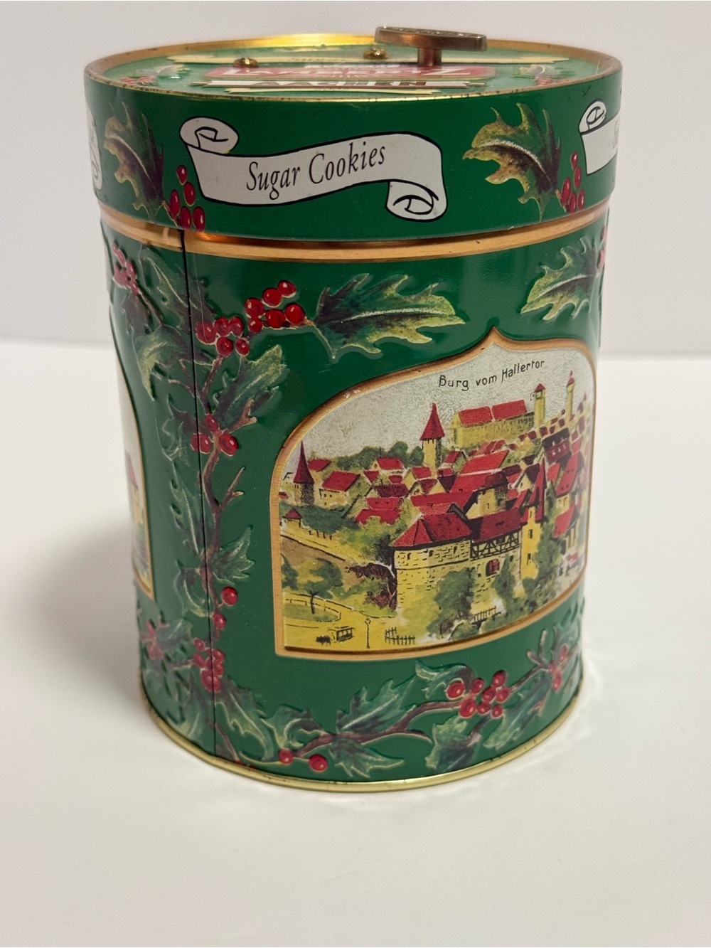 Vtg German Lambertz Aachen Wind Up Musical Cookie Tin⁠